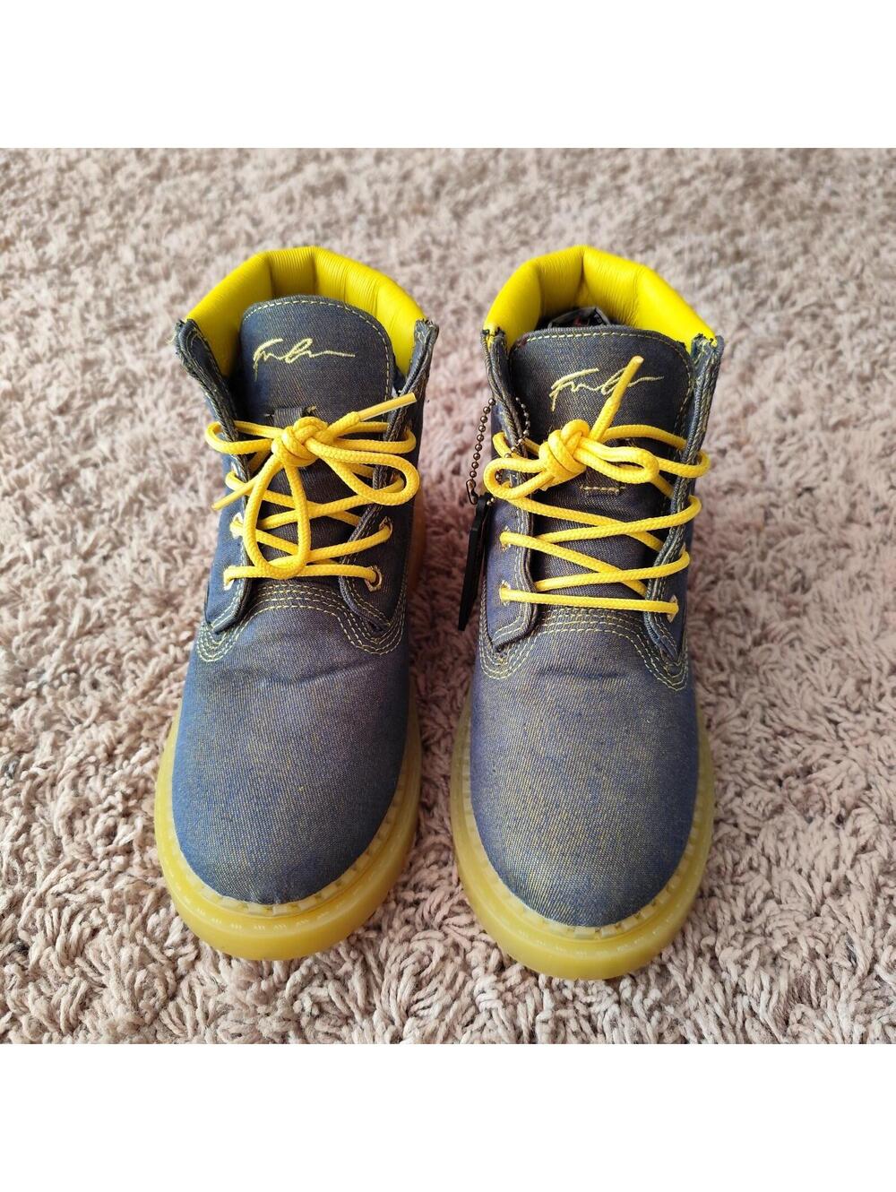 Fubu Denim Upper Ankle Boots For Kids Unisex  Size 2M( 7-10 Years Old
